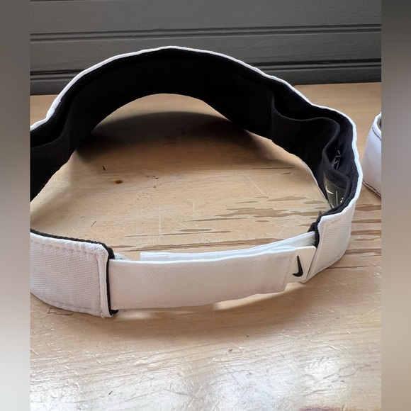 Bundle of 2 Nike Just Do It Dri Fit Visor Hat Cap Adult Size M/L White Strapback - Picture 2 of 9